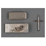 Misc Grouping Silver Money Clips and Cross