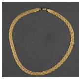 14K Gold 6 Textured Strand Braided Necklace