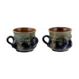 Pair Royal Doulton Maud Bowden 3 Handle Mugs
