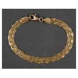 14K Gold 6 Textured Strand Braided Bracelet