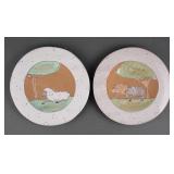 Vtg Ethan Allen Italy Folk Art Pottery Plates