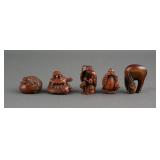 (5) Signed Boxwood Netsuke