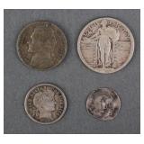 (4) Antique Silver US Coins 1856-1943