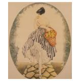 Vtg Framed Louis Icart Print, Le Panier de Pommes