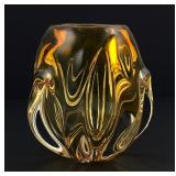 MCM Murano Style Amber Art Glass Vase
