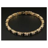 14K Gold Sapphire & Diamond Bracelet, 14.4g