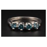Platinum & Blue Diamond Ring, 5.1g