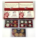 2008 & 2009 U.S. Mint Silver Proof Sets, 4 Sets