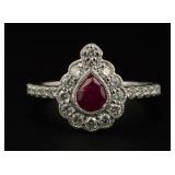 GIA 0.72ct Unheated Ruby Diamond Platinum Ring