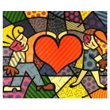 ROMERO BRITTO, Acrylic on Wood, Heart Kids