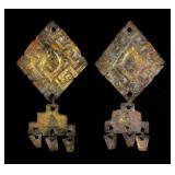 Pair of Pre-Columbian Tumbaga Gold Earrings