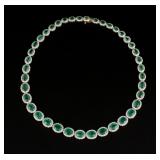 14K Gold Emerald and Diamond Necklace