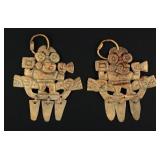Pre-Columbian Tumbaga Gold Shaman Earrings