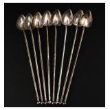 8 Sterling Silver Cocktail Straw Stirrers Set