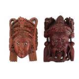 (2) Chinese Carved Wood Figural Wall Plaques