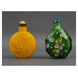 Chinese Peking Glass / Floral Glass Snuff Bottles