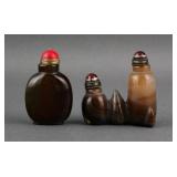 Two Chinese Carved Agate Snuff Bottles