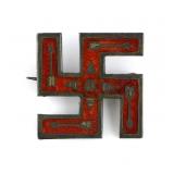 Sterling and Enamel Native American Swastika Pin