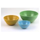 (3) Vintage 1930s-50s Pottery Nesting Bowls