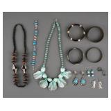 Vintage Boho Turquoise and Wooden Jewelry Lot