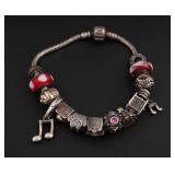 Sterling Silver Pandora Bracelet With Extra Charms