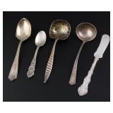 (5) Assorted Vintage Silver Serving Utensils