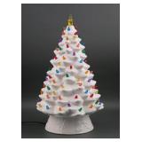 18" White Ceramic Lighted Christmas Tree