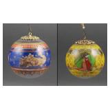 (2) Versace Rosenthal Glass Christmas Ornaments