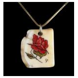 Rose on Ivory Pendant