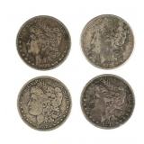 (4) Morgan Silver Dollars 1881-1921