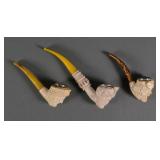 Vintage Hand-Carved Meerschaum Smoking Pipes