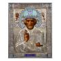 RUSSIAN ICON w Enamel Riza, St. Nicolas