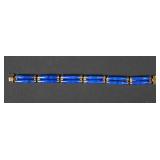 Chinese 14k Gold Lapis Lazuli Bracelet