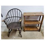 Antique Windsor Chair w/ Side Shelf