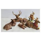 Lot of Assorted Resin Deer Sculptures