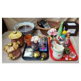 Antique Spongeware Mixing Bowl, Mushroom