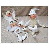 Lot of Annalee Thorndike White Elves & Angel