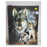 Wolves & Moon Tin Wall Art Sign