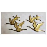 Pair of Brass MCM Flying Crane Wall Sculptures