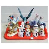 Lot of Porcelain & Wood Bird Figurines, Assorted