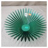 Lithuanian Large Green Sunburst Art Glass Bowl