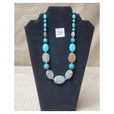 Turquoise Style Beaded Necklace w/ Large