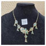 Floral Enamel & Rhinestone Necklace