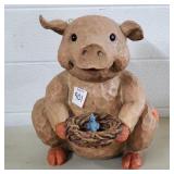 Heavy Resin Pig w/ Wings Yard Statue
