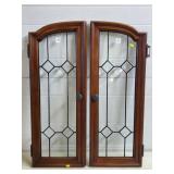 Pair of Modern Lead Glass Arched Doors