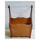 Vintage Wood Magazine Rack w/ Rope Handle