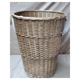 Vtg Wicker Hamper w/ Leather Handles