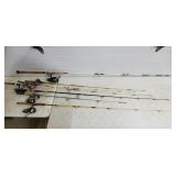 Lot of Assorted Fishing Poles w/ Reels