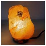 Himalayan Rock Salt Lamp on Wooden Base
