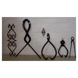 Lot of Primitive Ice Tongs, Timber Carrier,